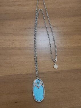 Kendra Scott Turquoise Blue Deva Silver Pendant Necklace